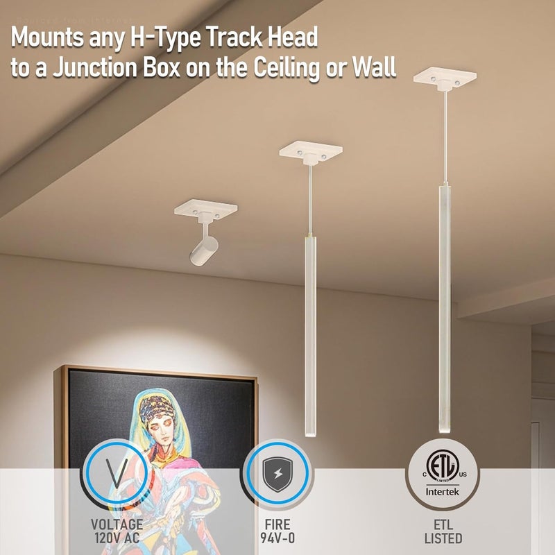 LEONLITE H Track Monopoint Canopy, Convert Track Fixtures and Pendants into Monopoints, ETL Listed, Flame Retardant Material, 120V, for H Type Track Lighting System, White - Image 3